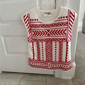 Savanna Jane Red and White Patterned Top